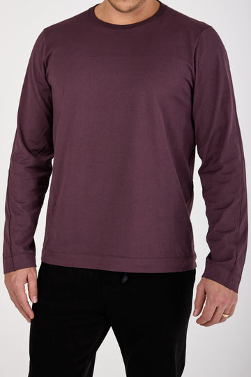 Long Sleeve Crewneck Shirt in Burgundy