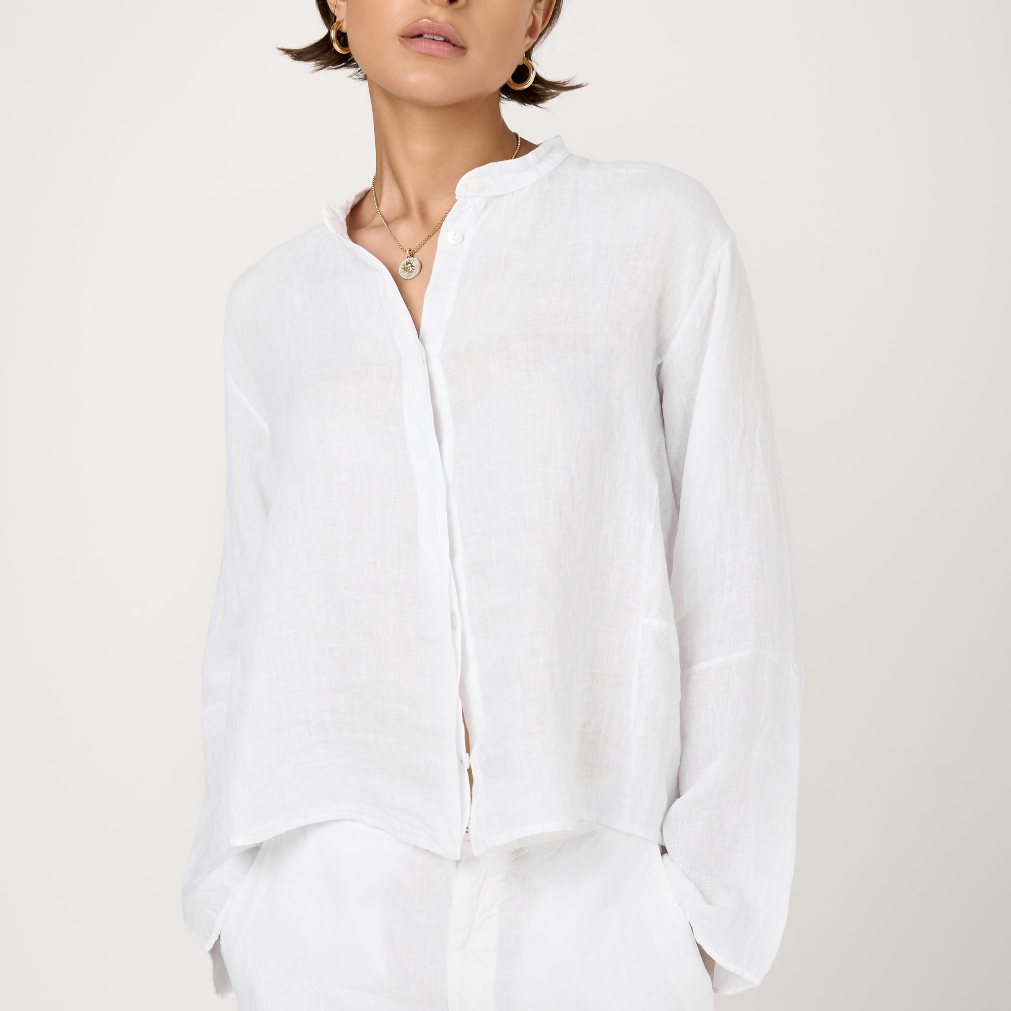 Oversized Linen Shirt in White