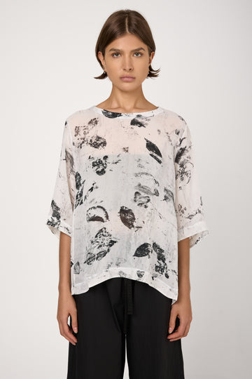 Printed Viscose Georgette Shirt in White