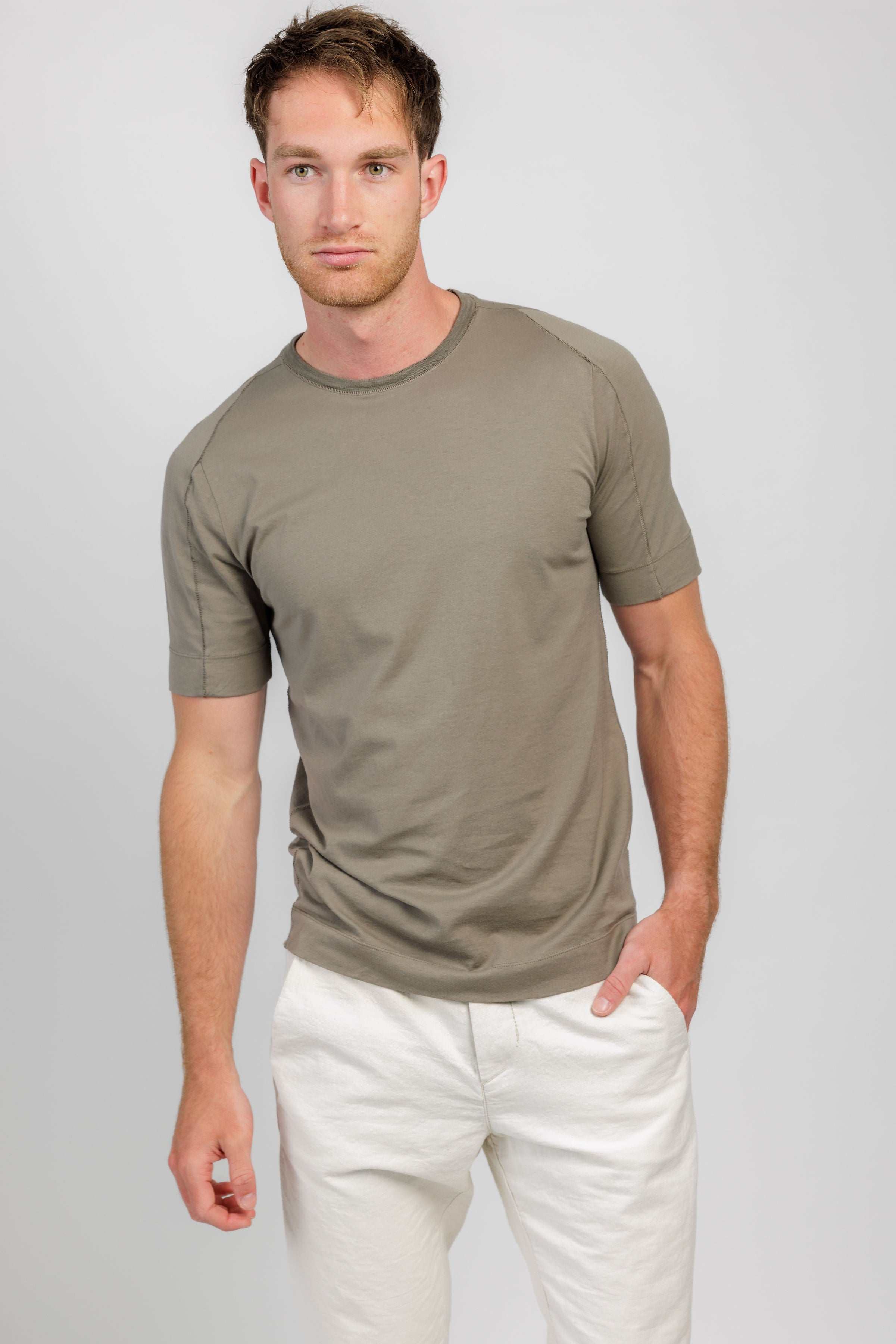 Seam Detail T-Shirt in Steel Grey