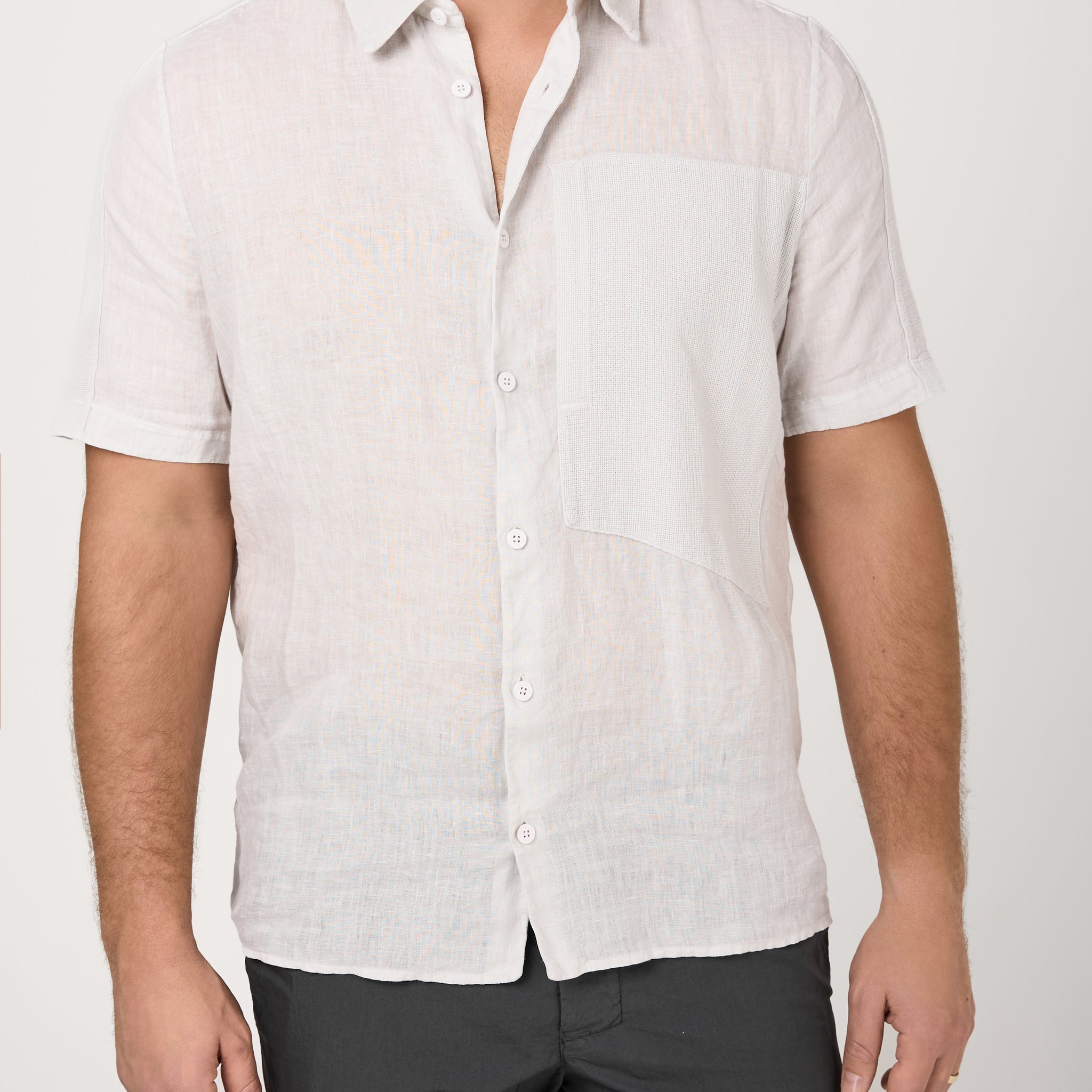Short Sleeve Linen Shirt in Ice
