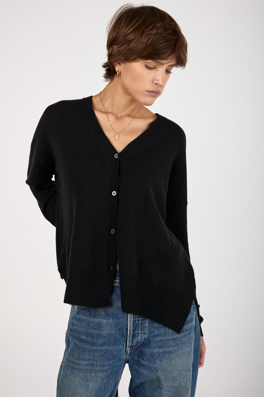 V-Neck Cardigan Jacket in Black