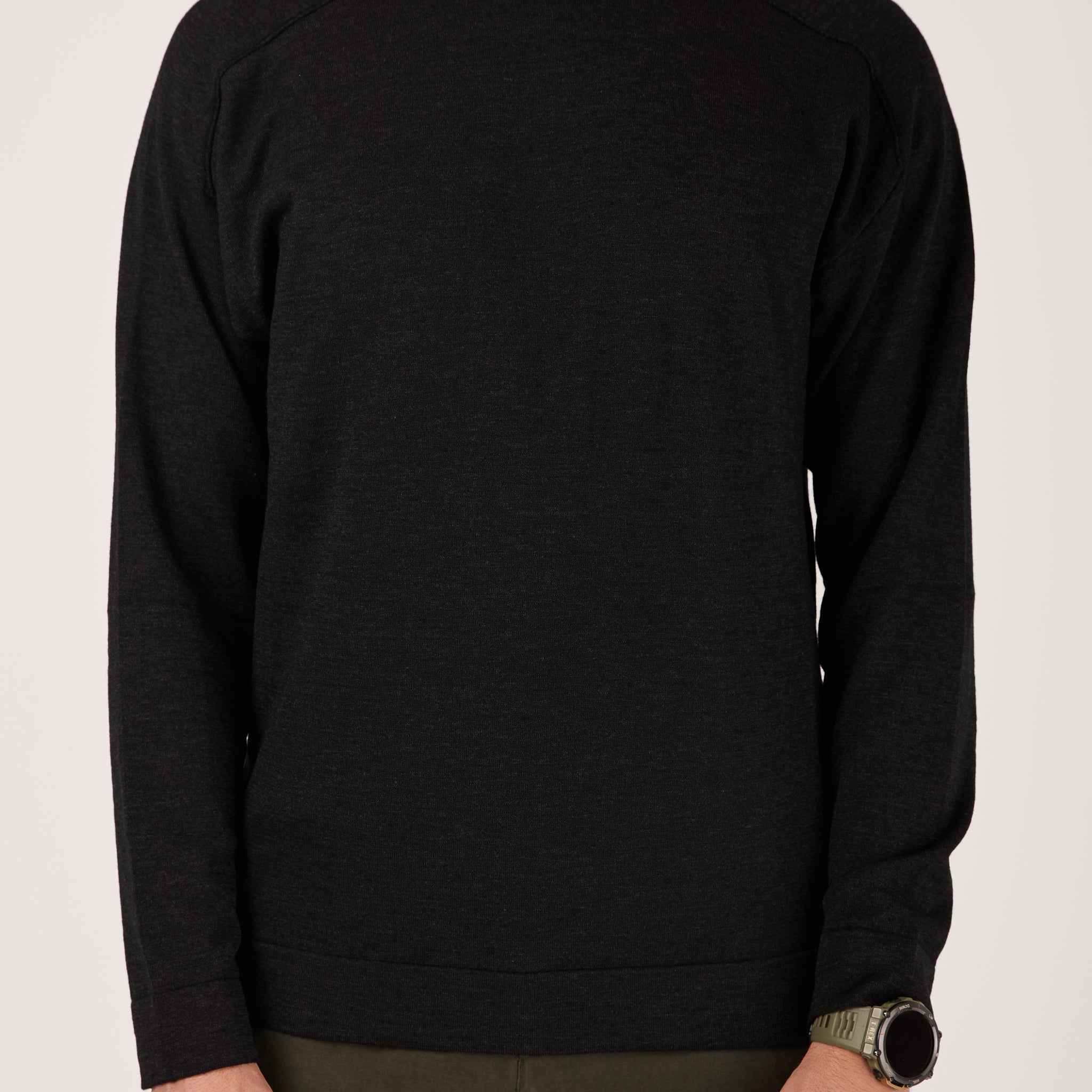Virgin Wool Pullover Sweater in Charcoal
