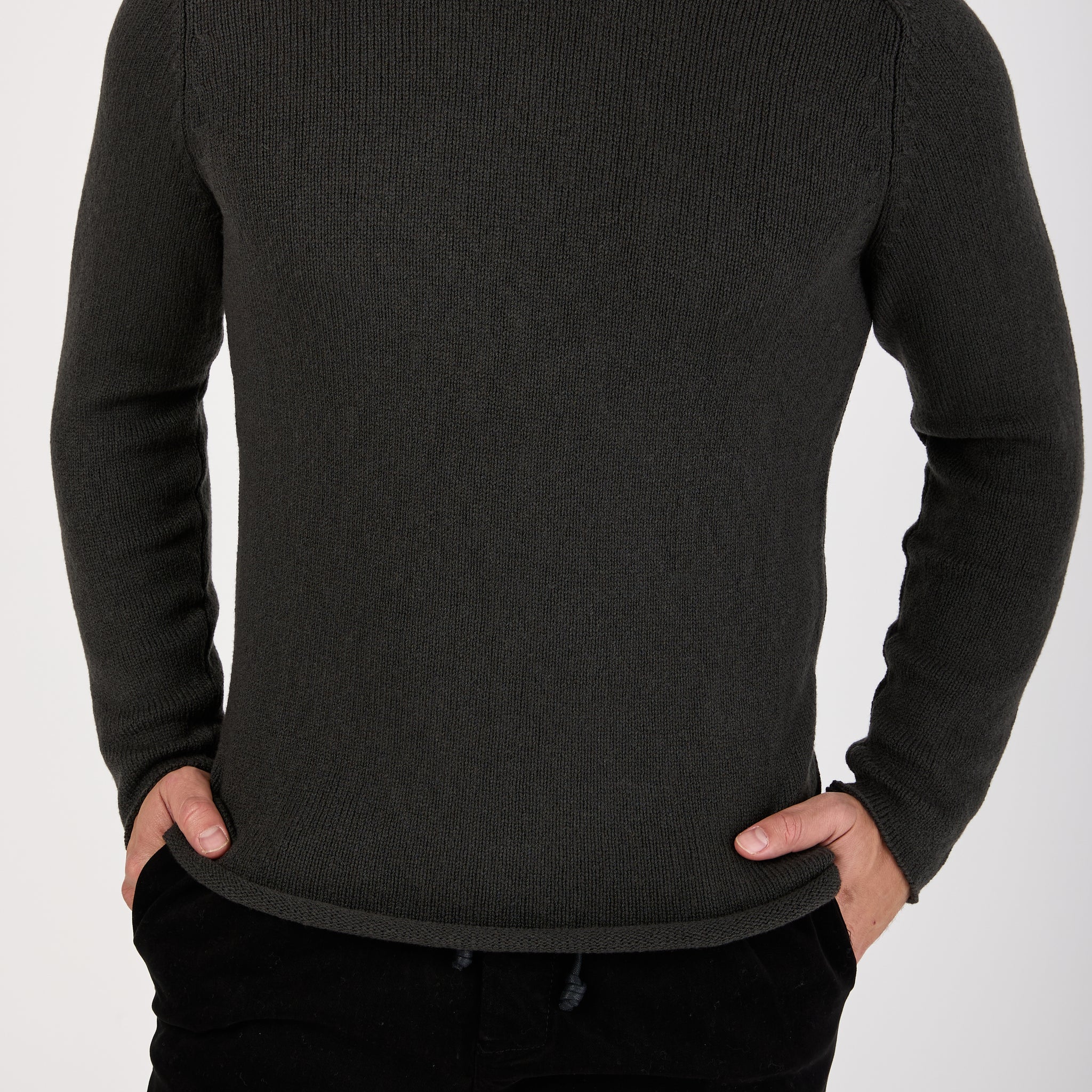 Virgin Wool Turtleneck Sweater in Mud