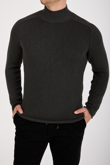 Virgin Wool Turtleneck Sweater in Mud