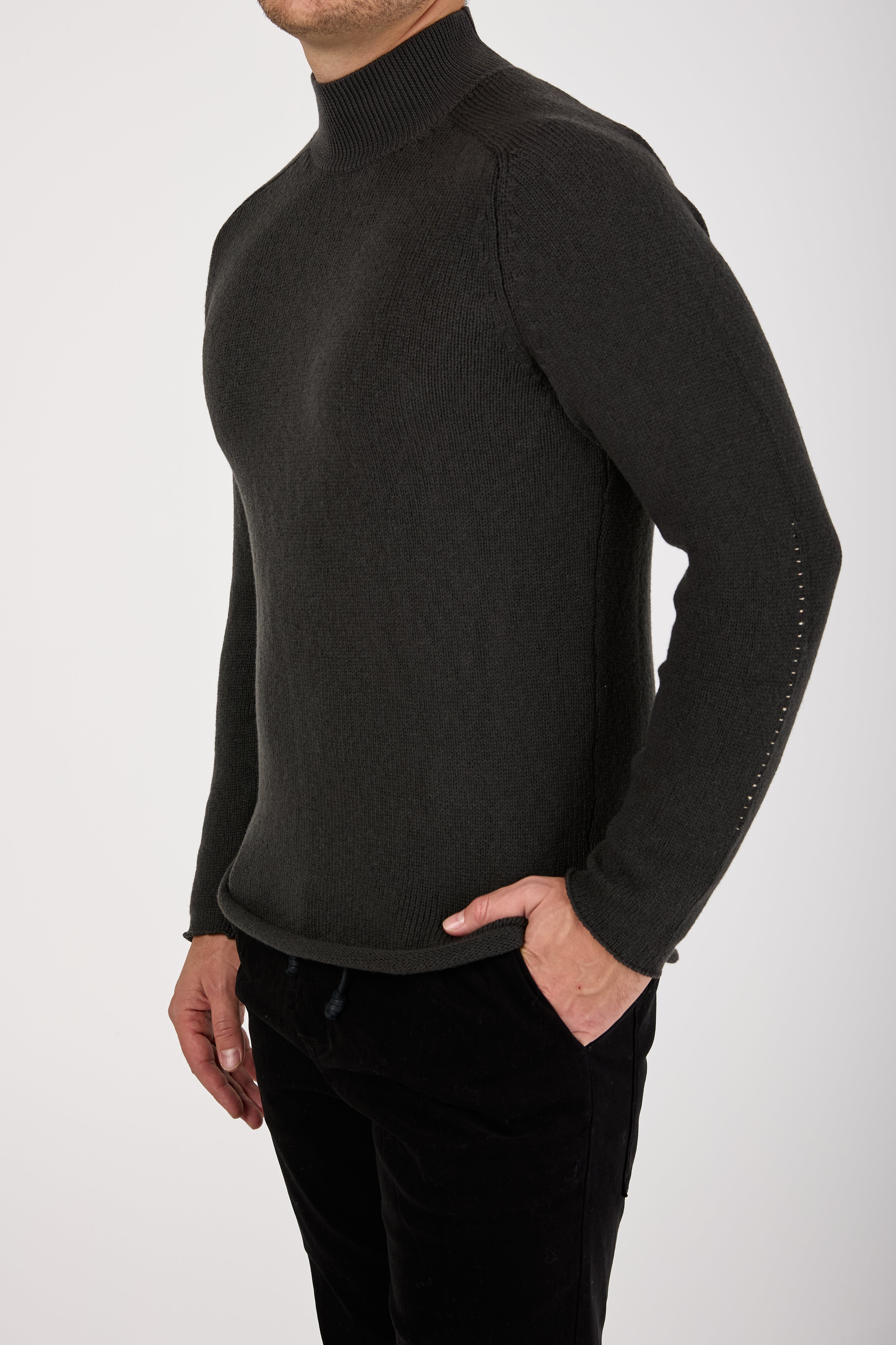 Virgin Wool Turtleneck Sweater in Mud