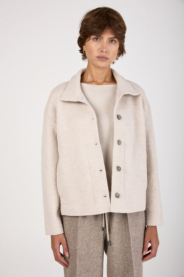 Virgin Wool Waist Jacket in Ice