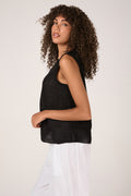 TRANSIT Viscose Georgette Linen Tank Top in Black