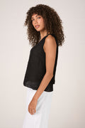 TRANSIT Viscose Georgette Linen Tank Top in Black