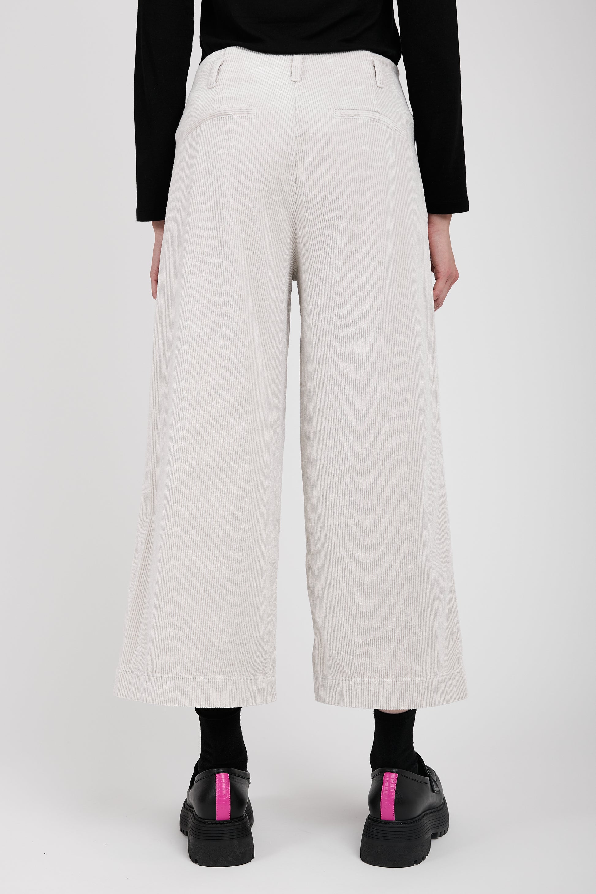 TRANSIT Wide Leg Cropped Trouser Pant in Ice