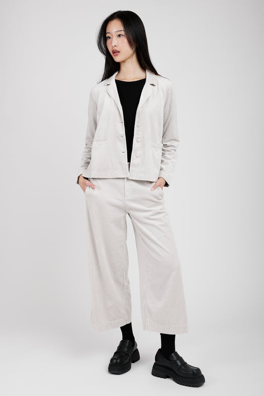 TRANSIT Wide Leg Cropped Trouser Pant in Ice