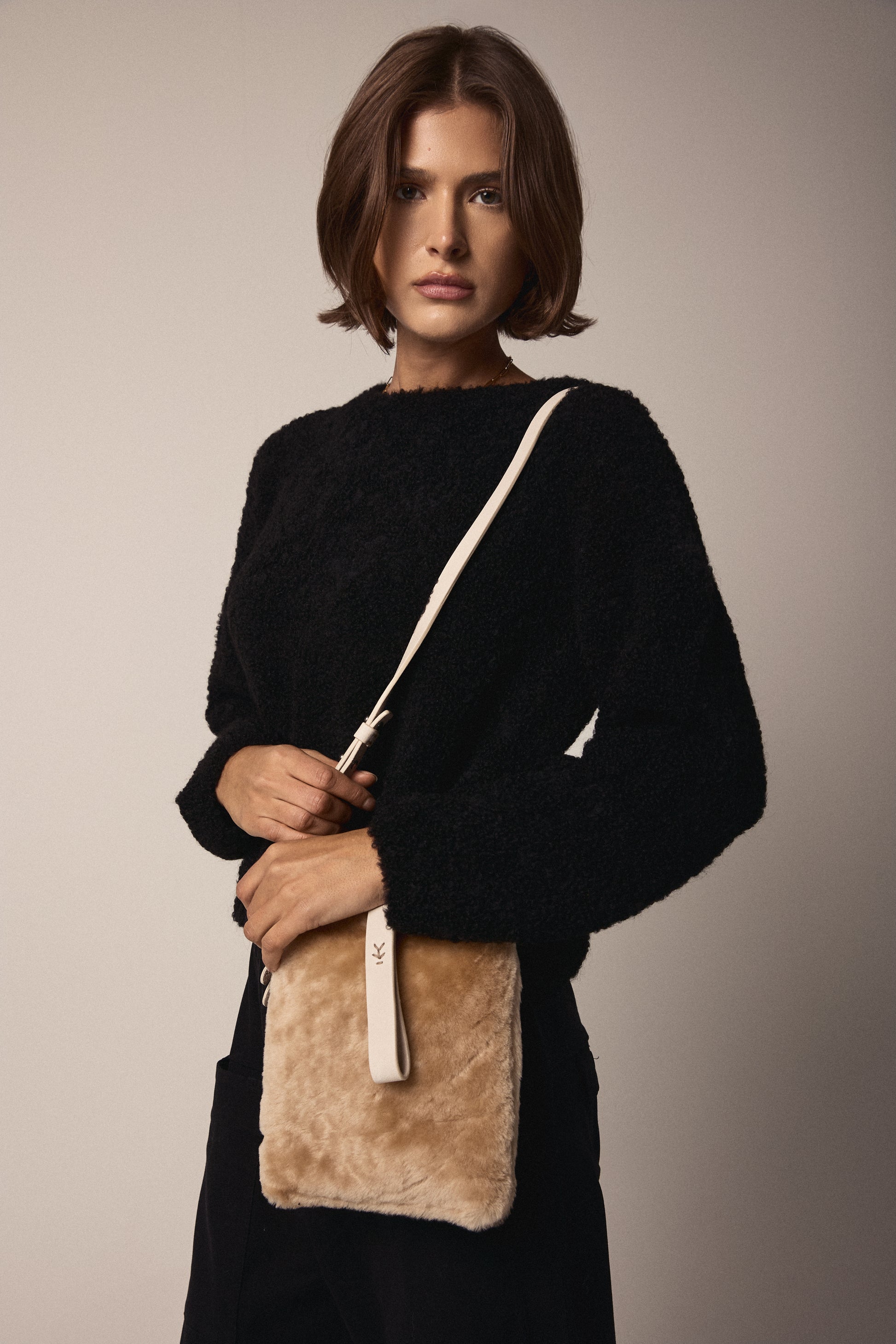 TANDEM Bouclé Wool Sweater in Black