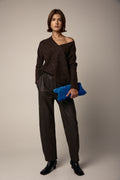 GENTRYPORTOFINO Leather Pant in Mastice