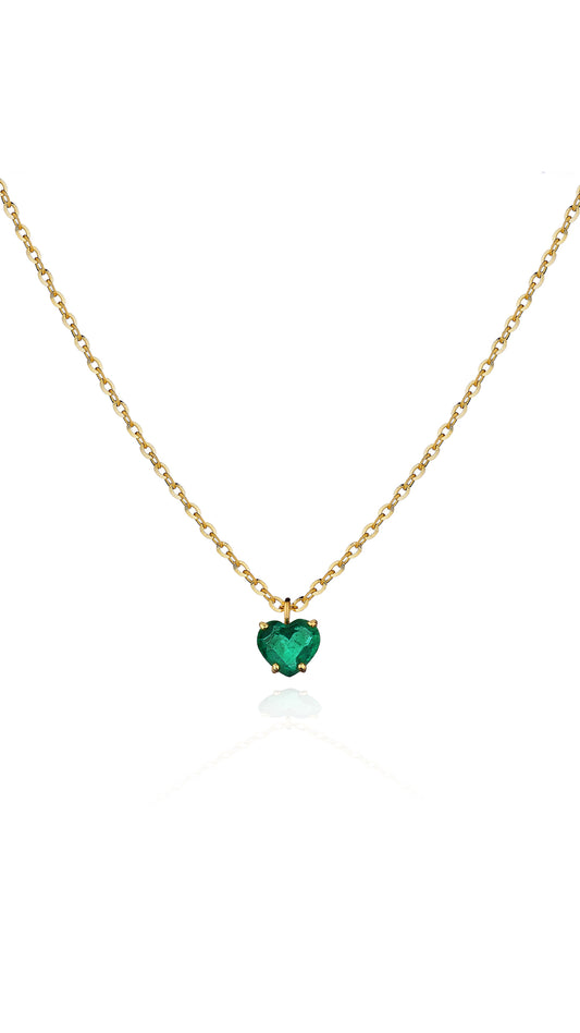 VELINA Emerald Heart Pendant Necklace