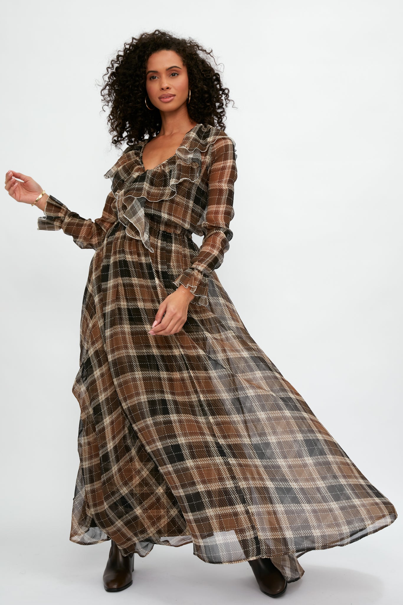 Tartan silk shop dress