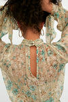 ALESSIA ZAMATTIO Dalia Silk Mini Dress in Acqua Floral Print