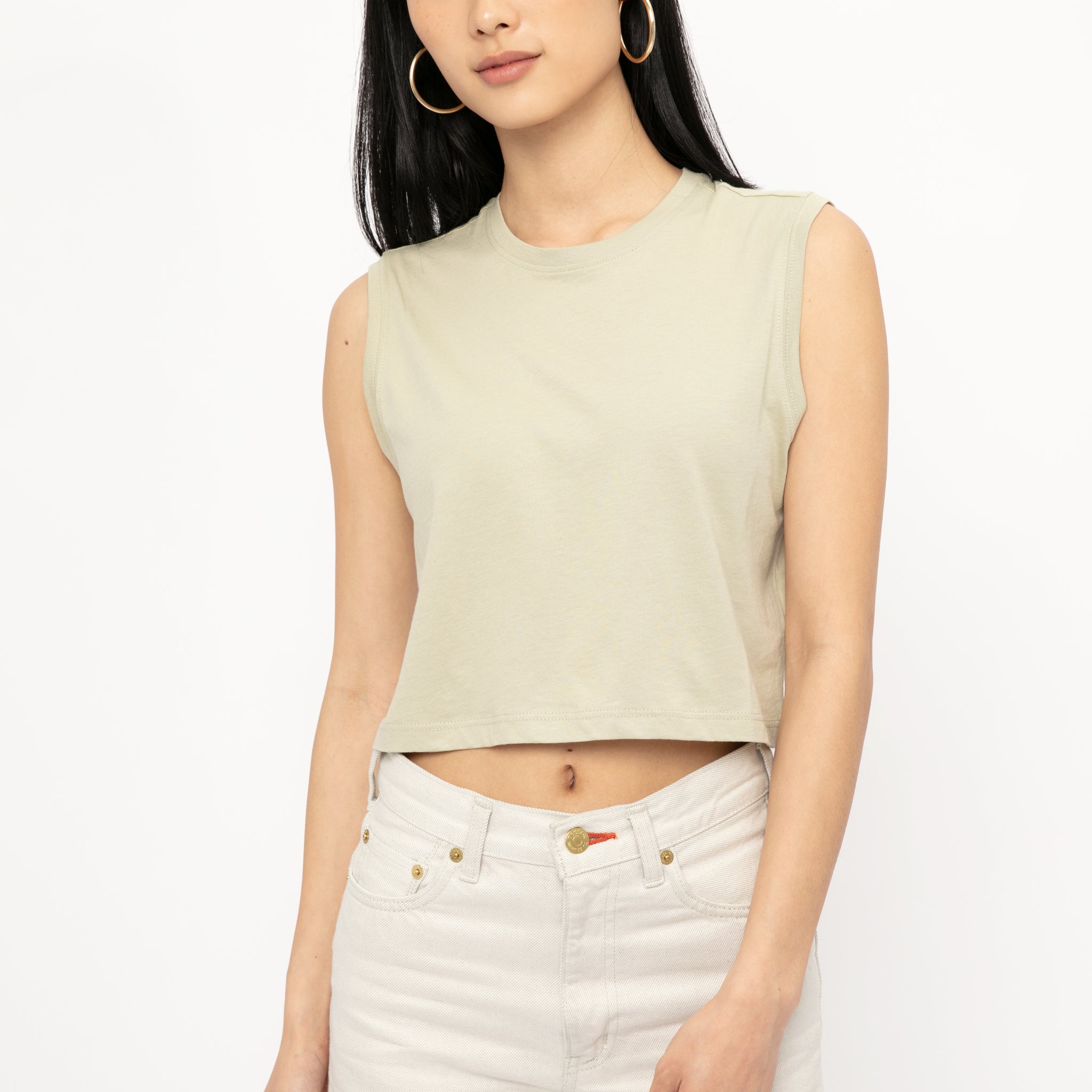 ATM Classic Cropped Boy Tee in Faded Moss