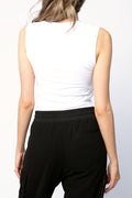 ATM Cotton Cropped Sleeveless Tee in White