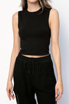 ATM Cotton Cropped Sleeveless Tee in Black