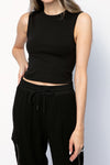 ATM Cotton Cropped Sleeveless Tee in Black
