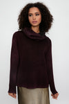 AVANT TOI Hand Painted High Neck Pullover Sweater in Rhubarb
