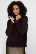 AVANT TOI Hand Painted High Neck Pullover Sweater in Rhubarb