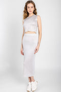 AVANT TOI Linen Cotton Ribbed Skirt with Lamination in Bianco