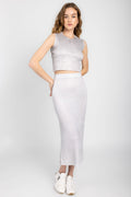 AVANT TOI Linen Cotton Ribbed Skirt with Lamination in Bianco