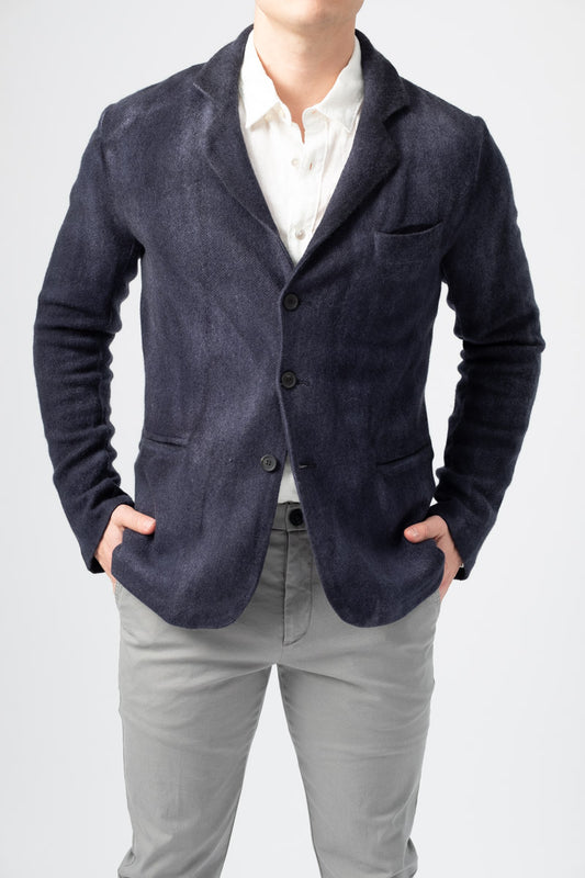 AVANT TOI Wool Blazer in Navy Blue