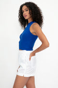 COTTON CITIZEN Capri Cut Out Tank in Cobalt Blue