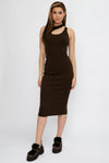 COTTON CITIZEN Verona Cut-Out Dress in Espresso