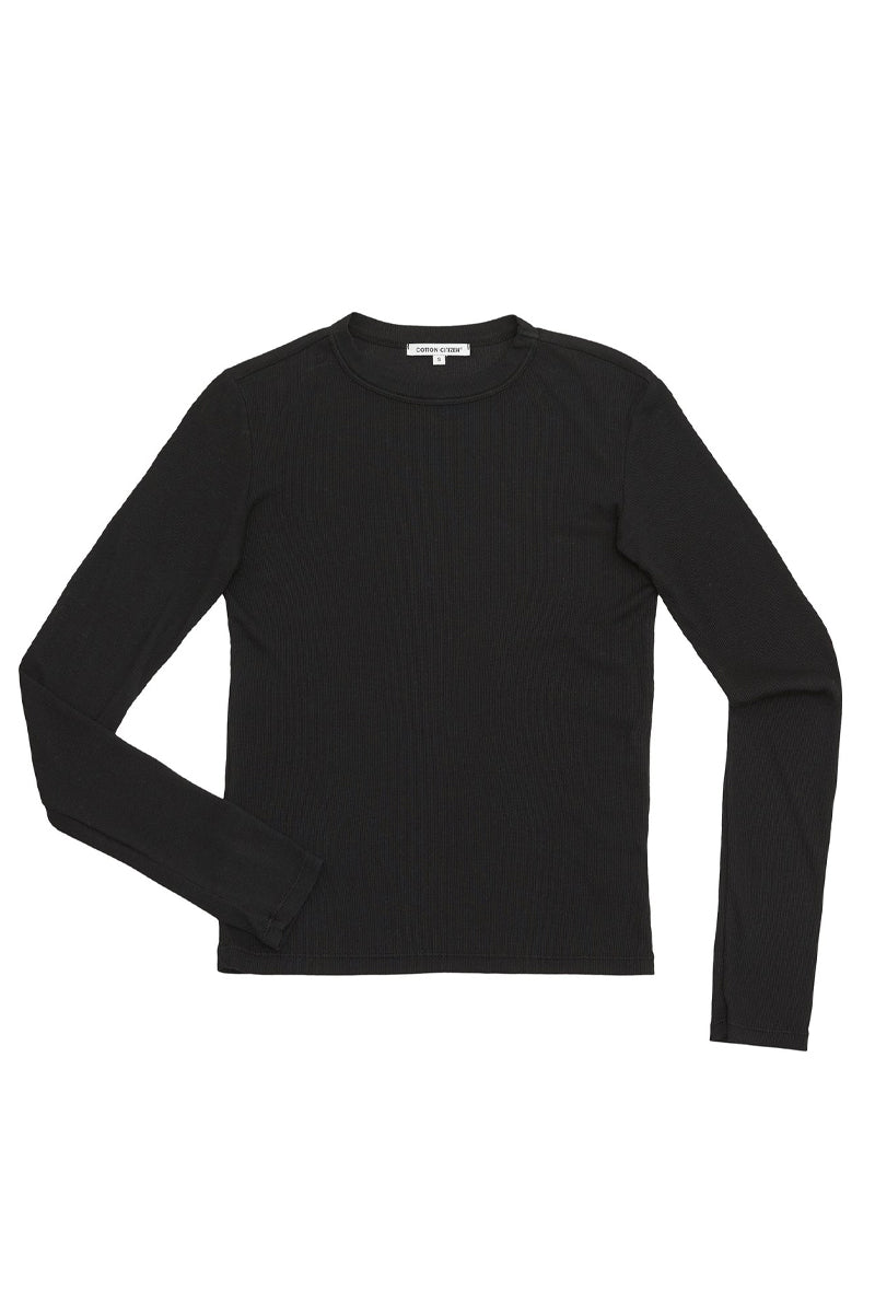 COTTON CITIZEN Verona Crewneck Shirt in Jet Black