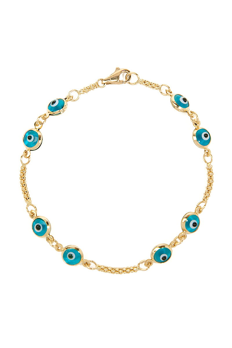 VELINA 14k Gold Blue Evil Eye Bracelet