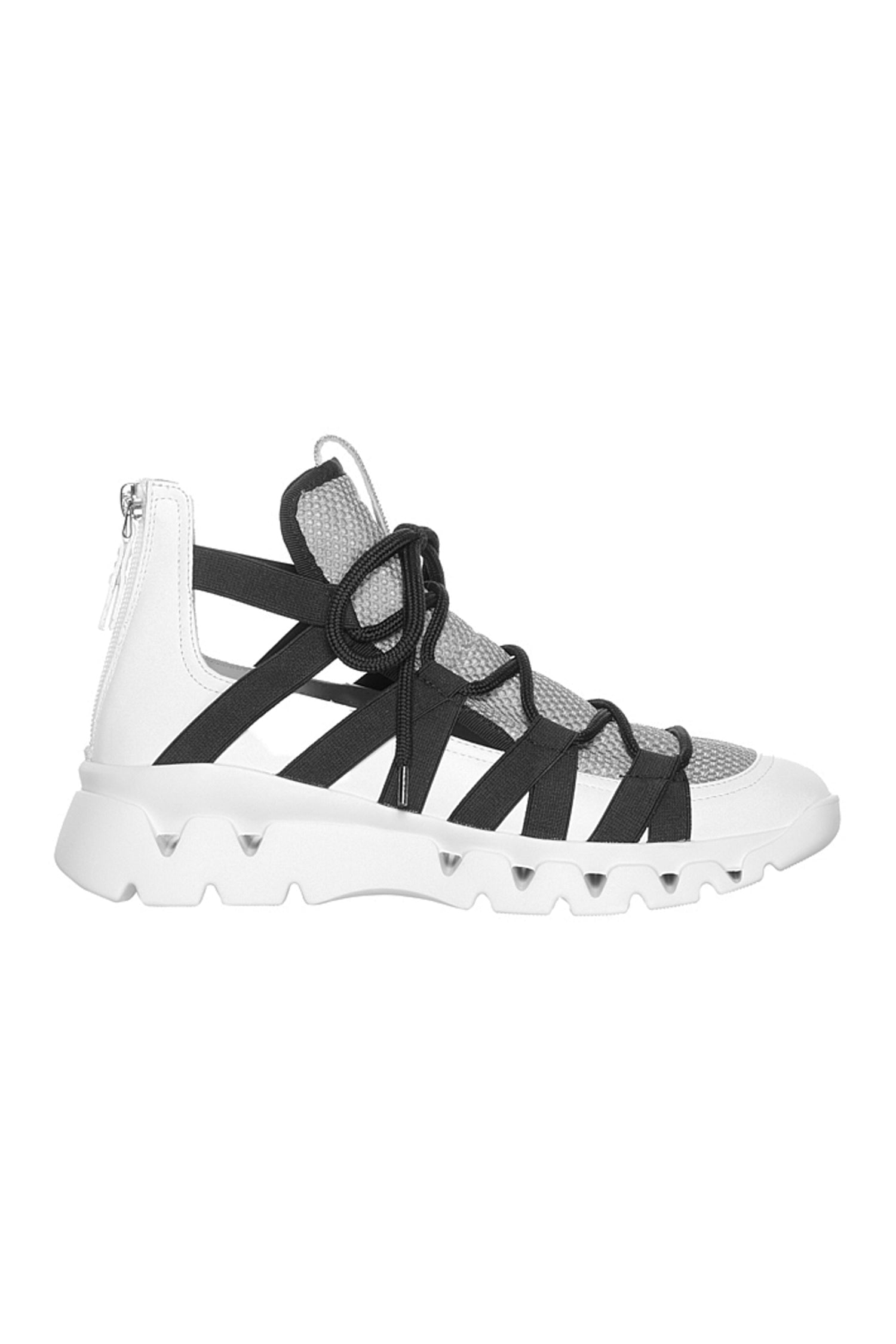 Lace Up Sneaker in Bianco Roccia Nero