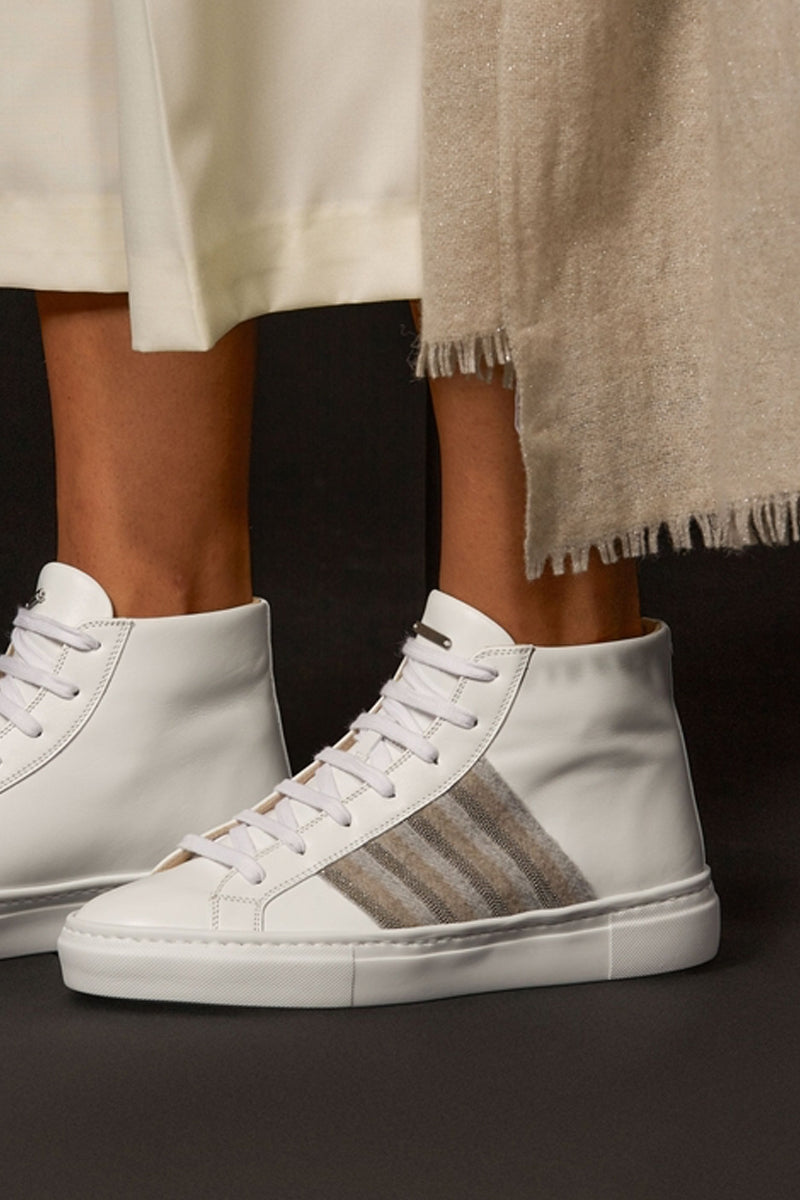 FABIANA FILIPPI Leather High Top Sneakers in White
