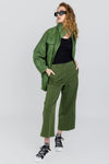 FABIANA FILIPPI Cropped Cotton Trouser Pant in Algae Green
