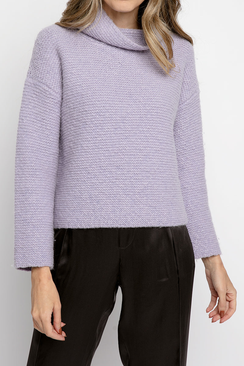 FABIANA FILIPPI Seed Stitch Cowl Neck Sweater in Lavender