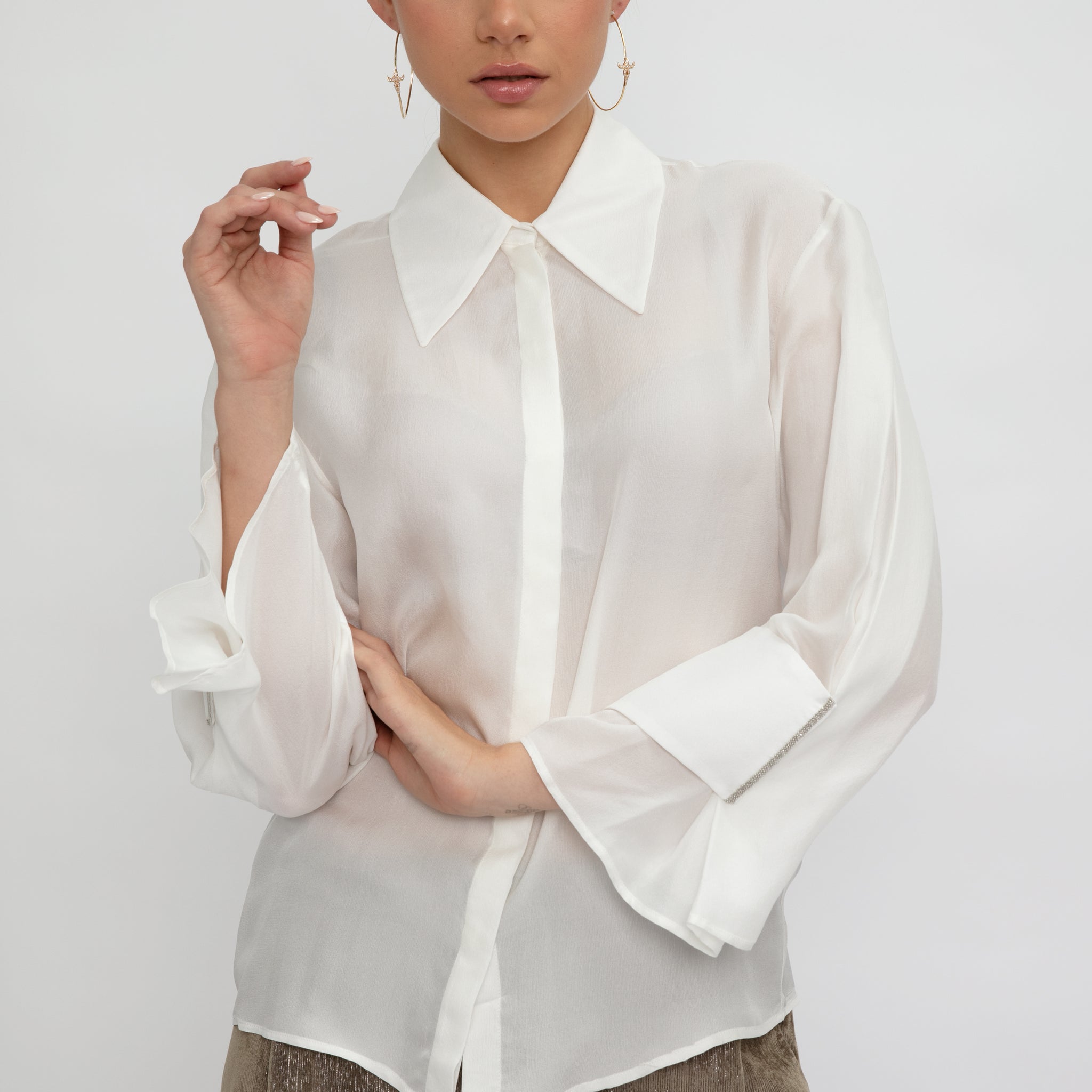 FABIANA FILIPPI Silk Gauze Shirt in Raffia