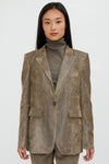 FABIANA FILIPPI Single Button Velvet and Lurex Blazer in Noce