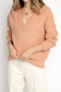 FORTE FORTE Angora V-Neck Sweater in Cammello