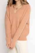 FORTE FORTE Angora V-Neck Sweater in Cammello