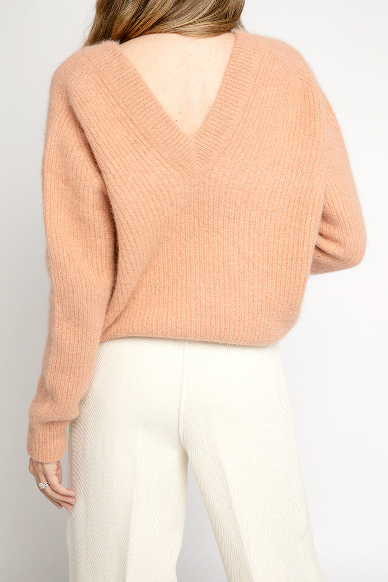 FORTE FORTE Angora V-Neck Sweater in Cammello