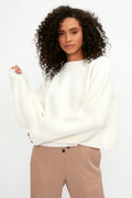 FORTE FORTE Carded Wool Cropped Kimono Sweater in Candor
