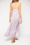 FORTE FORTE Cloquet Silk Satin Slip Dress in Lilac Twinkle Print