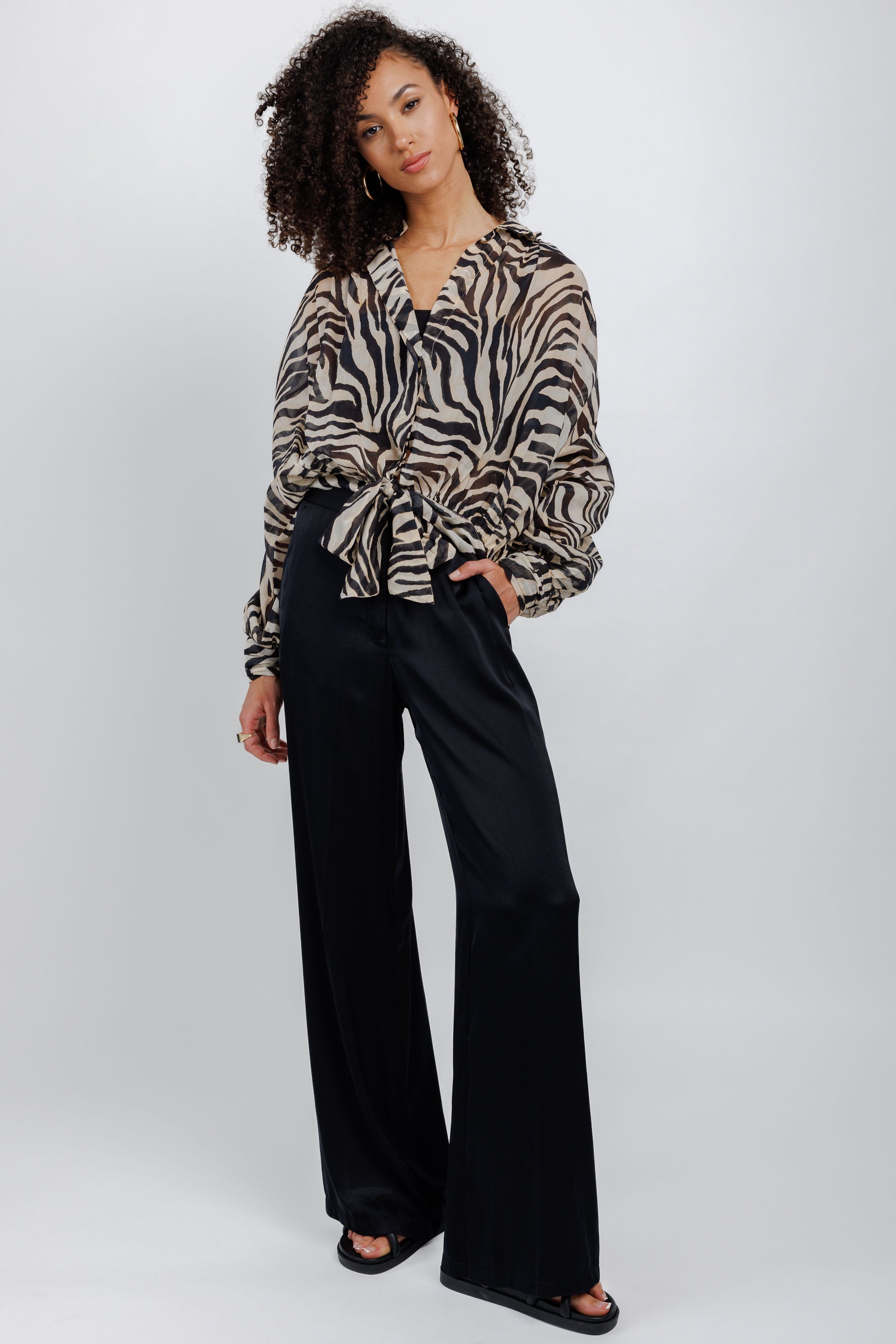 Stretch Silk Pant in Noir