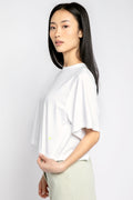 FORTE FORTE Oversized Cropped T-Shirt in Bianco