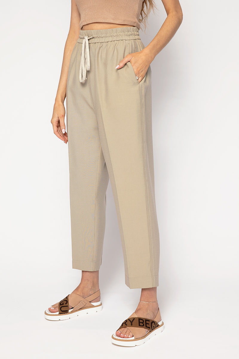 FORTE FORTE Sand-Washed Drawstring Pants in Khaki