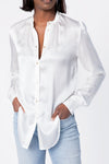 FORTE FORTE Silk Satin Shirt in White