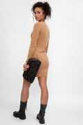 FRAME Cashmere Cut Out Sweater Dress in Camel