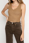 FRAME Crop Rib Sweater Tank in Café Au Lait
